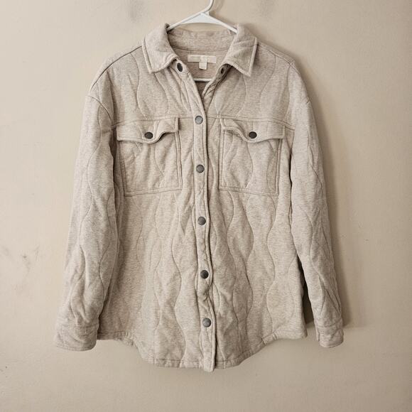 SPIRITUAL GANGSTER Wave Quilt Jacket Shacket Button Beige Size XS/S - Picture 1 of 6